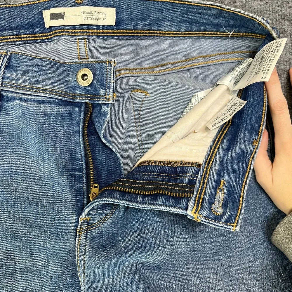 Levi's 512 Perfectly Slimming Straight Leg Jeans Mens Blue Denim Zip Fly - 30X27